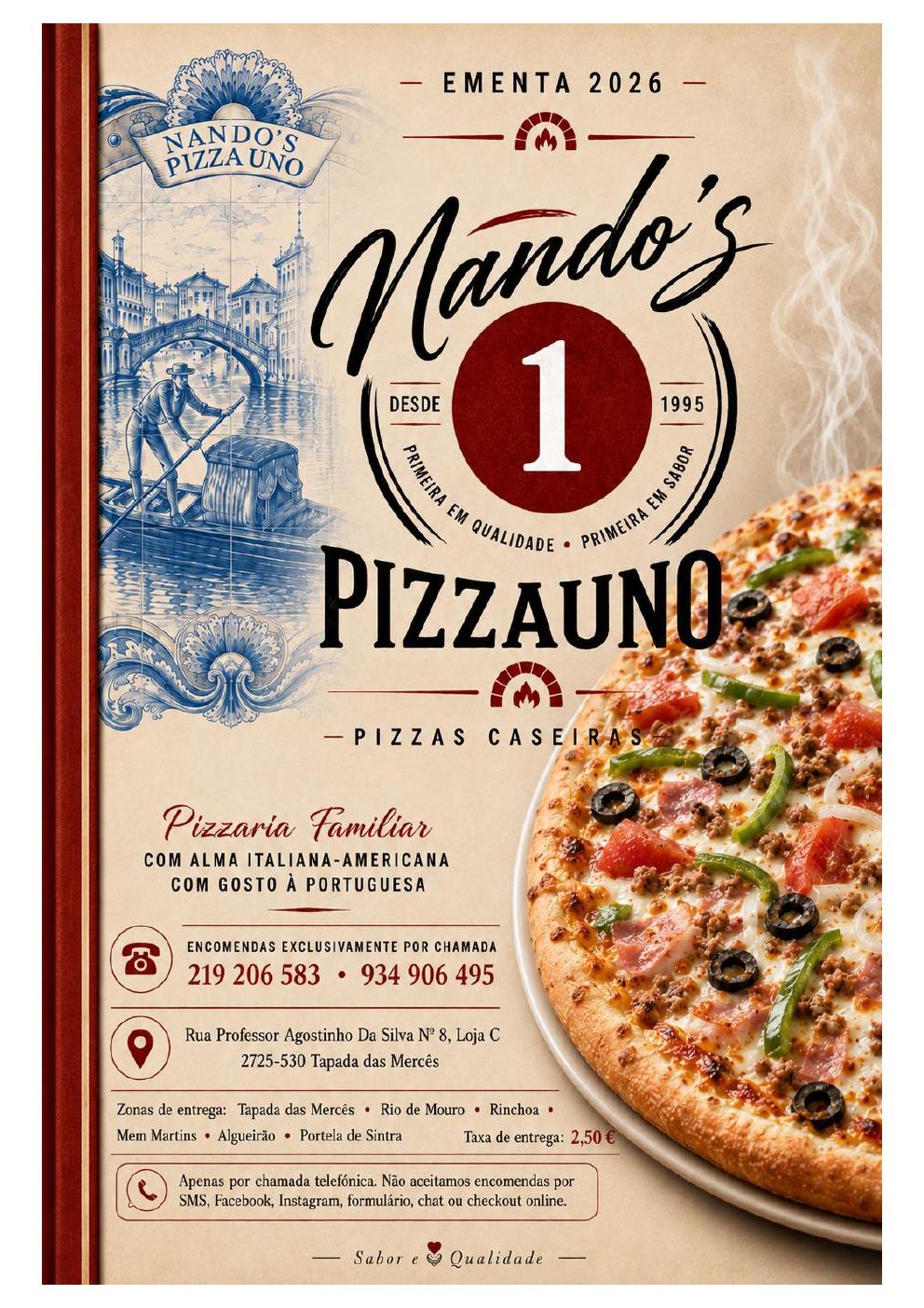 Pré-visualização da primeira página da ementa Nandos Pizzauno 2026